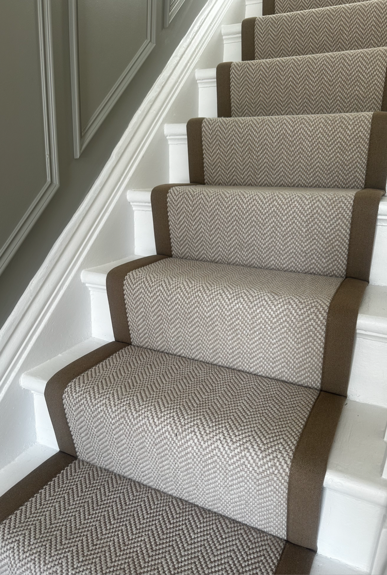 Stair Runner - Elephant Herringbone (Brown Edging)