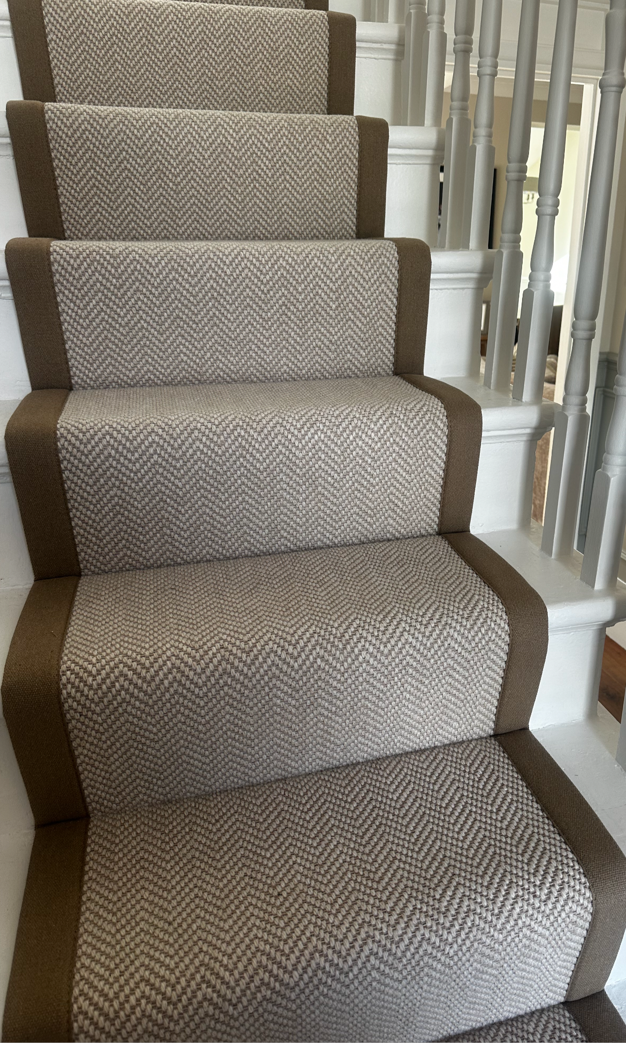 Stair Runner - Elephant Herringbone (Brown Edging)