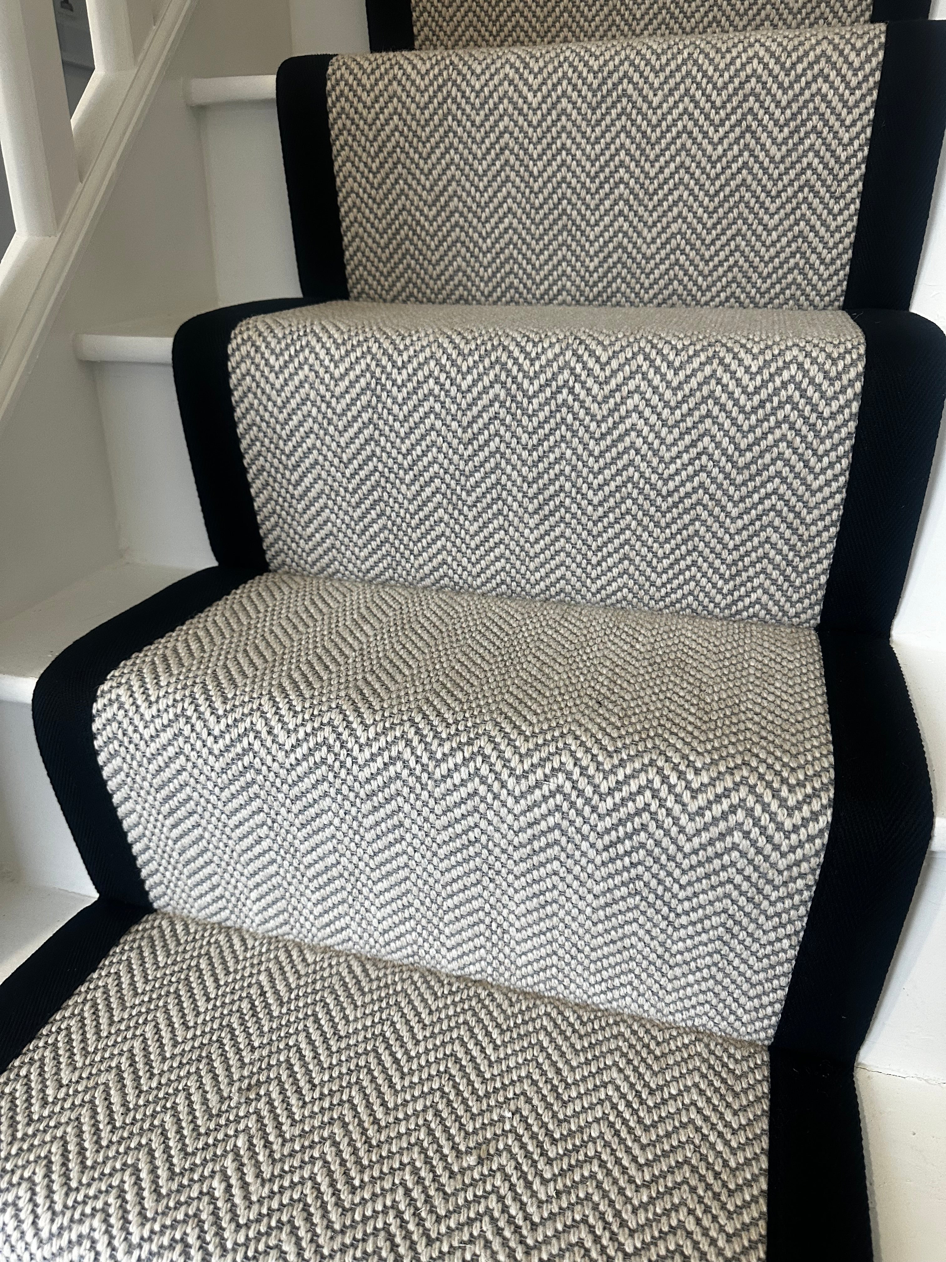 Stair Runner -  Lazise Herringbone (Black Edging)